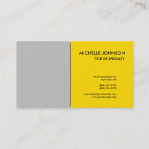 Grey Yellow Minimalist Simple Plain Classical Business Card