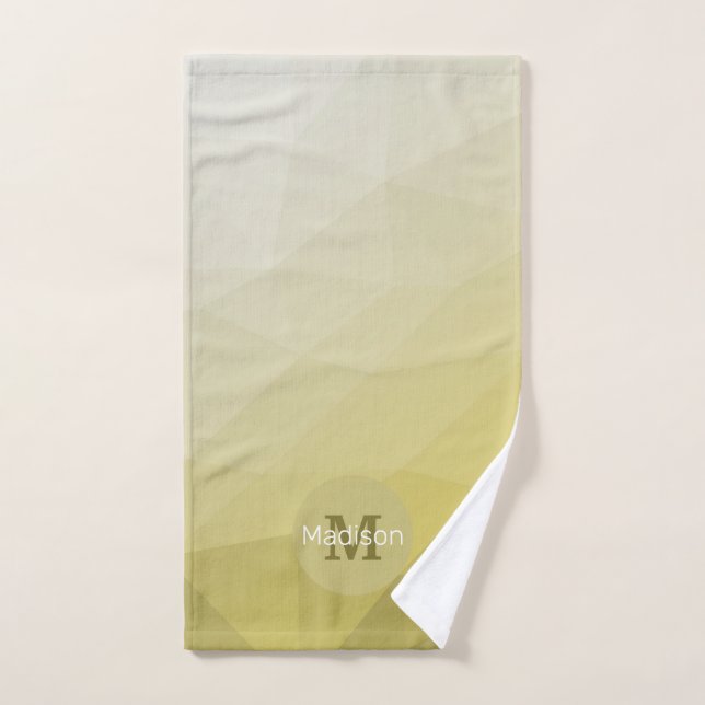 Grey Yellow ombre Mesh cool Pattern Monogram Bath Towel Set (Hand Towel)