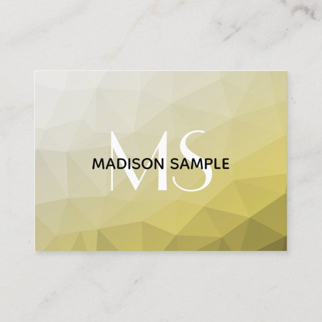 Grey Yellow ombre Mesh cool Pattern Monogram Business Card (Back)