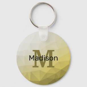 Grey Yellow ombre Mesh Pattern Monogram Key Ring
