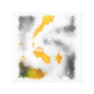 Grey yellow orange green black white abstract canvas print