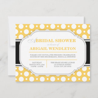 Grey & Yellow Polka Dot Bridal Shower Invitations