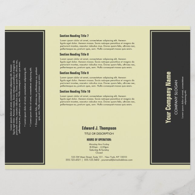 Grey Yellow Simple Border Brochure (Front)