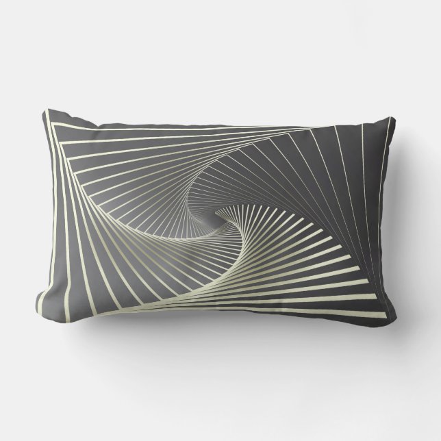 grey yellow twirl lumbar cushion (Front)