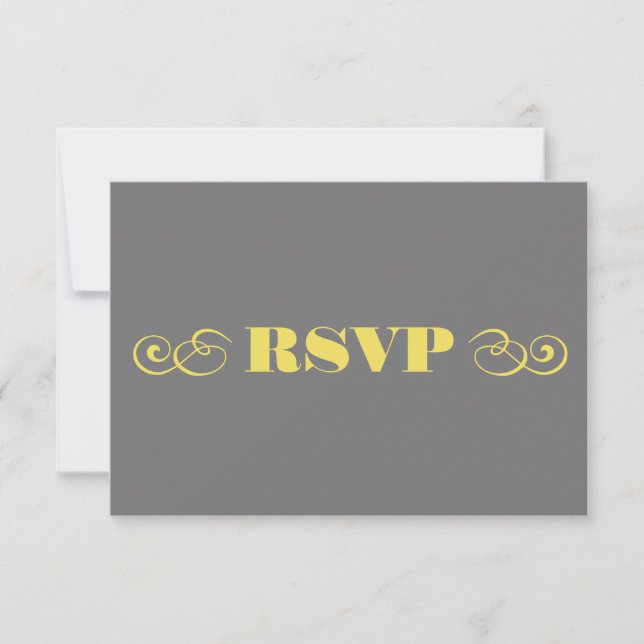 Grey & Yellow Wedding RSVP Card (Front)
