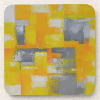 grey yellow white abstract art painting