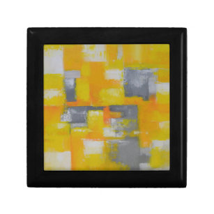 grey yellow white abstract art painting gift box