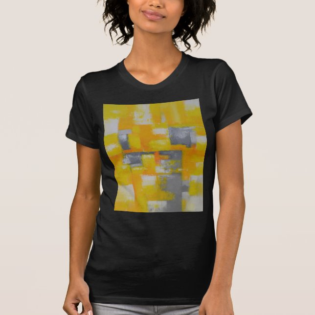 grey yellow white abstract art painting T-Shirt (Front)
