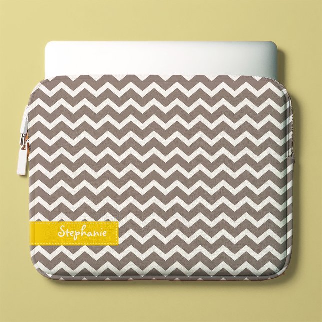 Grey Zig Zag Chevrons Pattern Laptop Sleeve (Creator Uploaded)