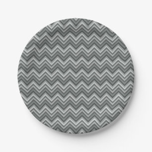 Grey Zig Zags Paper Plate