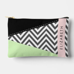 Grey Zigzag, Grey Chevron, Mint, Your Name Accessory Pouch