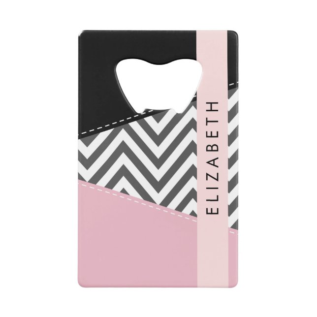 Grey Zigzag, Grey Chevron, Pink, Your Name (Front)