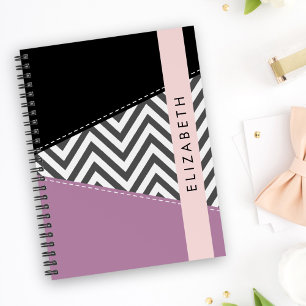 Grey Zigzag, Grey Chevron, Purple, Your Name Planner