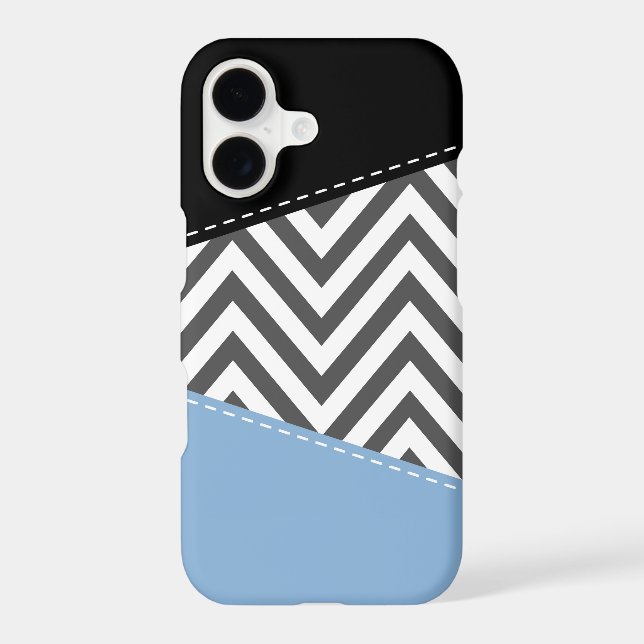 Grey Zigzag, Grey Chevron, Zigzag Pattern, Blue (Back)