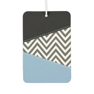 Grey Zigzag, Grey Chevron, Zigzag Pattern, Blue Car Air Freshener