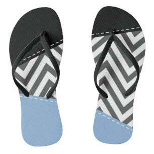 Grey Zigzag, Grey Chevron, Zigzag Pattern, Blue Jandals