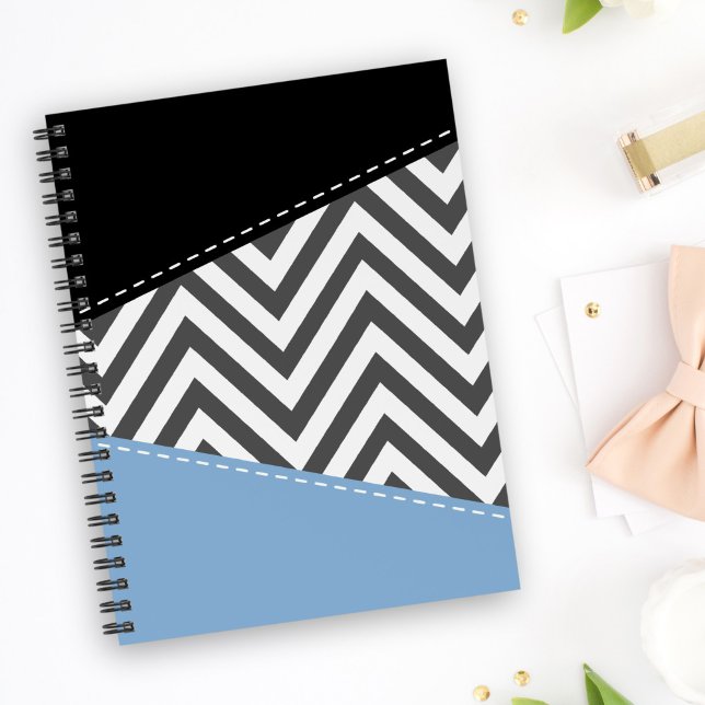 Grey Zigzag, Grey Chevron, Zigzag Pattern, Blue Notebook (Creator Uploaded)