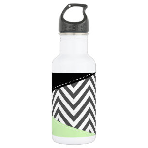 Grey Zigzag, Grey Chevron, Zigzag Pattern, Mint 532 Ml Water Bottle