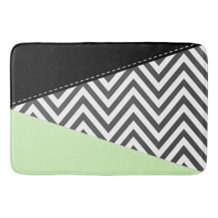 Grey Zigzag, Grey Chevron, Zigzag Pattern, Mint Bath Mat
