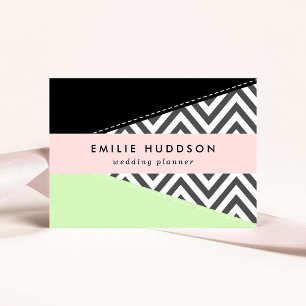 Grey Zigzag, Grey Chevron, Zigzag Pattern, Mint Business Card