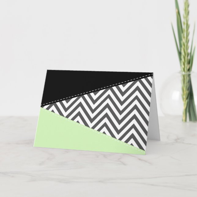 Grey Zigzag, Grey Chevron, Zigzag Pattern, Mint Card (Front)