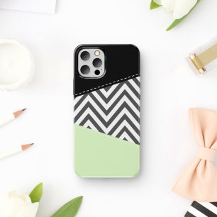 Grey Zigzag, Grey Chevron, Zigzag Pattern, Mint Case-Mate iPhone Case