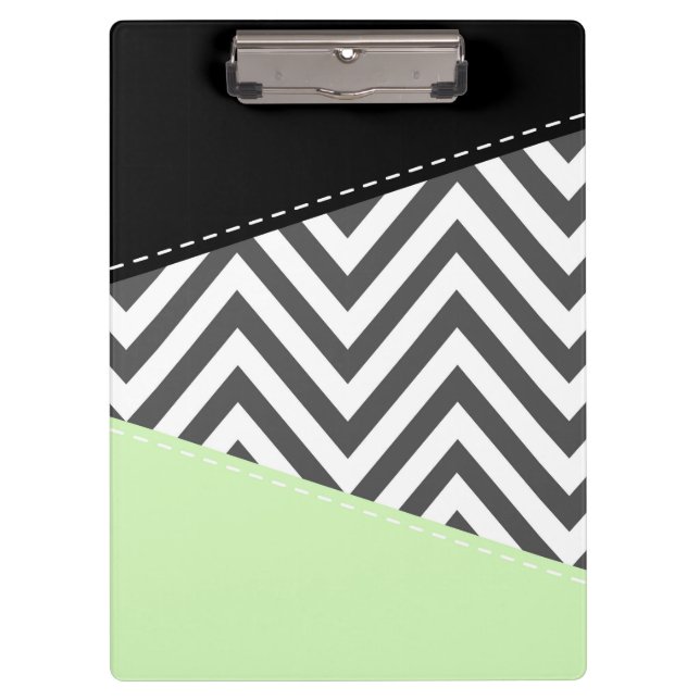 Grey Zigzag, Grey Chevron, Zigzag Pattern, Mint Clipboard (Front)