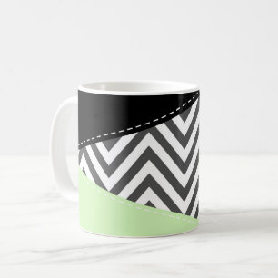 Grey Zigzag, Grey Chevron, Zigzag Pattern, Mint Coffee Mug