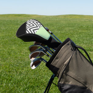 Grey Zigzag, Grey Chevron, Zigzag Pattern, Mint Golf Head Cover