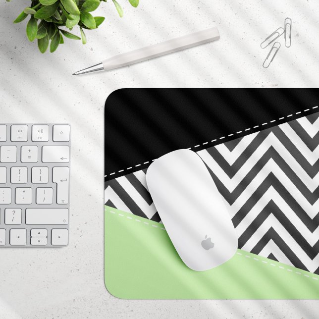 Grey Zigzag, Grey Chevron, Zigzag Pattern, Mint Mouse Pad (Creator Uploaded)