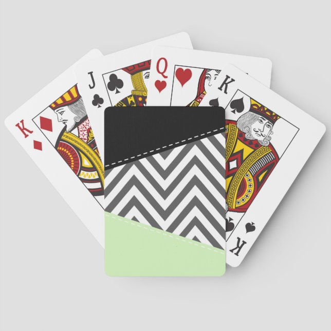 Grey Zigzag, Grey Chevron, Zigzag Pattern, Mint Playing Cards (Back)