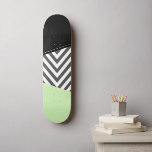 Grey Zigzag, Grey Chevron, Zigzag Pattern, Mint Skateboard