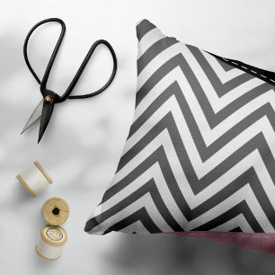 Grey Zigzag, Grey Chevron, Zigzag Pattern, Pink Decorative Cushion