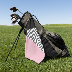 Grey Zigzag, Grey Chevron, Zigzag Pattern, Pink Golf Towel