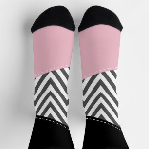 Grey Zigzag, Grey Chevron, Zigzag Pattern, Pink Socks