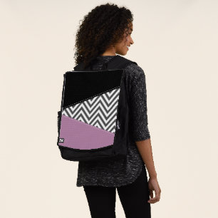 Grey Zigzag, Grey Chevron, Zigzag Pattern, Purple Backpack