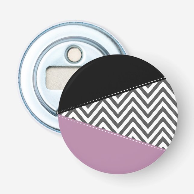 Grey Zigzag, Grey Chevron, Zigzag Pattern, Purple Bottle Opener (Front)