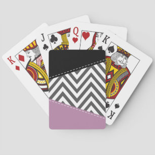 Grey Zigzag, Grey Chevron, Zigzag Pattern, Purple Playing Cards