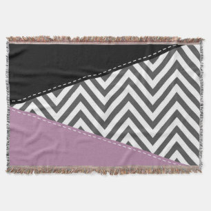 Grey Zigzag, Grey Chevron, Zigzag Pattern, Purple Throw Blanket