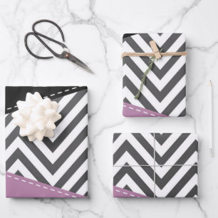 Grey Zigzag, Grey Chevron, Zigzag Pattern, Purple Wrapping Paper Sheet