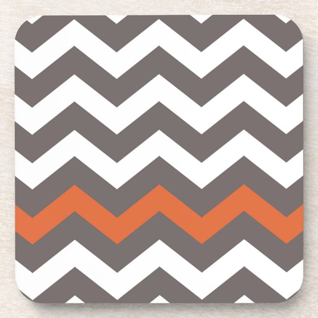 Grey Zigzag With Orange Striped Coaster (Front)
