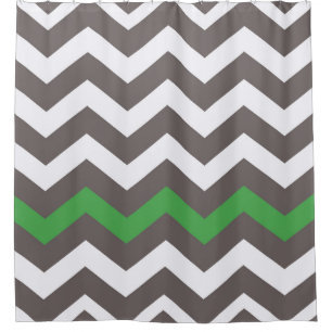 Grey Zigzags With Green Accent Shower Curtain