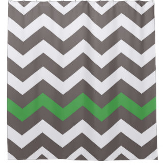 Grey Zigzags With Green Accent Shower Curtain