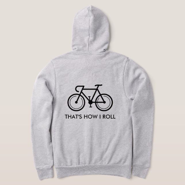 Grey zippered hoodie with funny bicycle quote (Laydown Back)