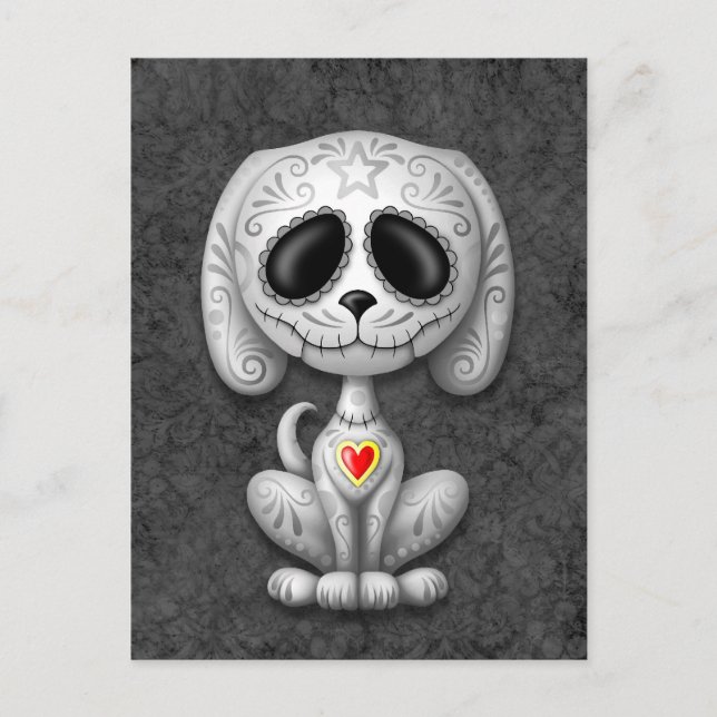 Grey Zombie Sugar Puppy Postcard (Front)