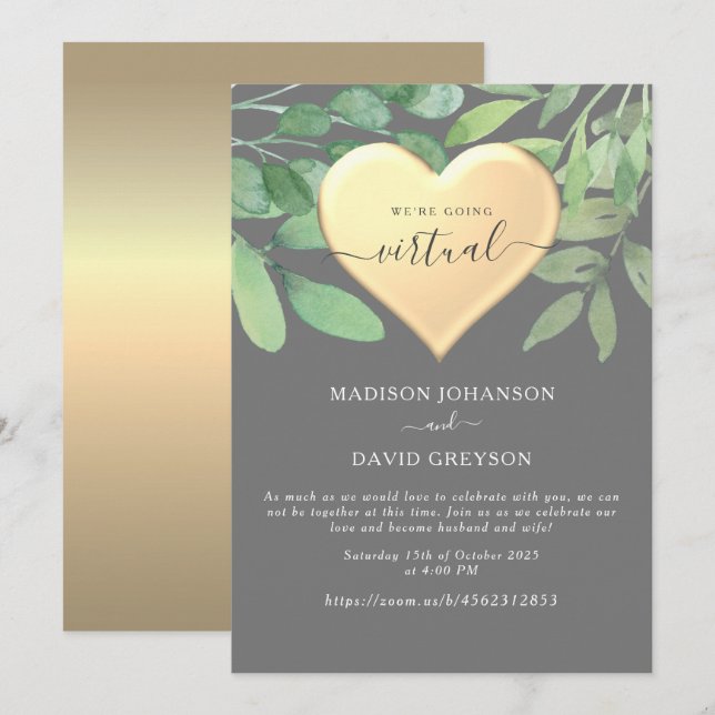 Grey Zoom Wedding Invitation (Front/Back)
