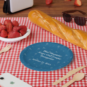 GreyBlue Golf Ball/Flag Pattern Paper Plates