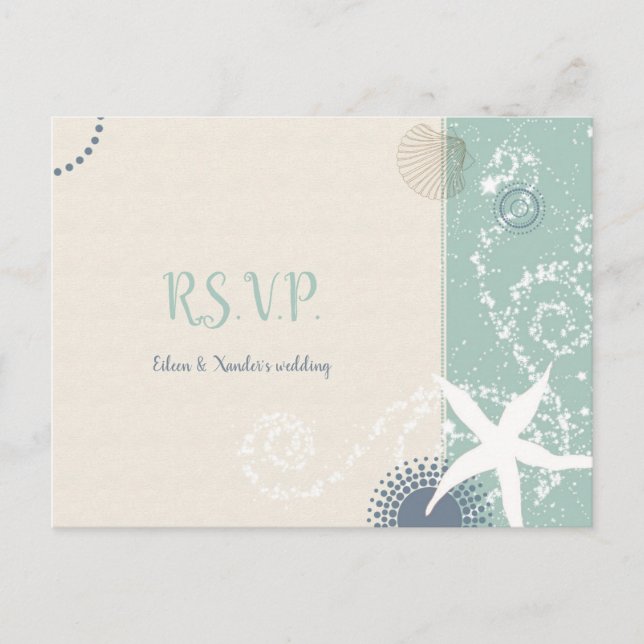 Greyed Jade Beach Wedding Meal Choice RSVP Invitation Postcard (Front)