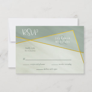 greyed jade geometric typography wedding rsvp card