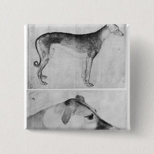 Greyhound and head of a greyhound 15 cm square badge